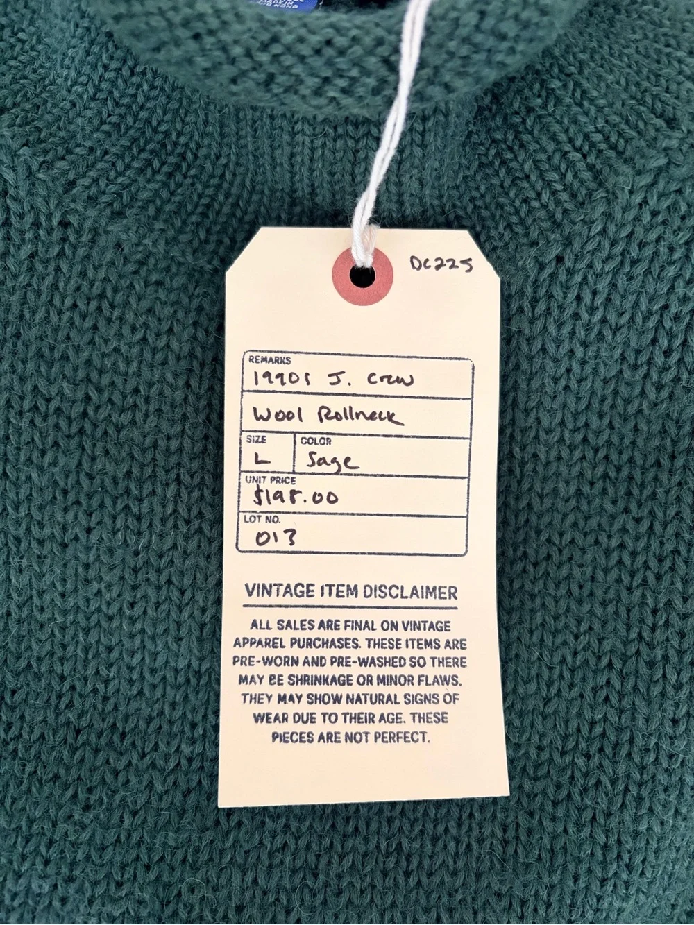 J. Crew Dark Green Vintage Rollneck Sweater
